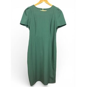 Calvin Klein Emerald Green Sheath Dress Size 12 NWT Gold Zip Back